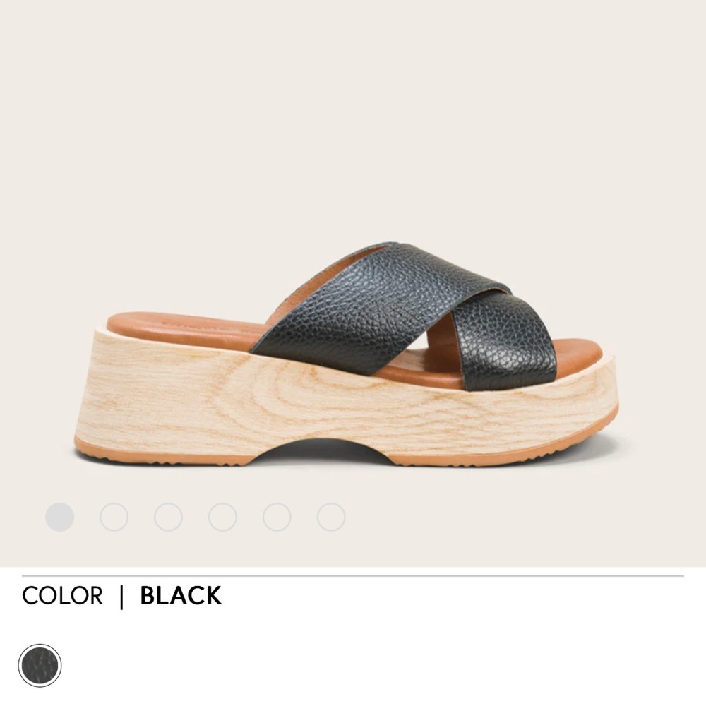 Kenneth cole gentle souls black platform sandal size 8 ORION LEATHER SLIDE WEDGE